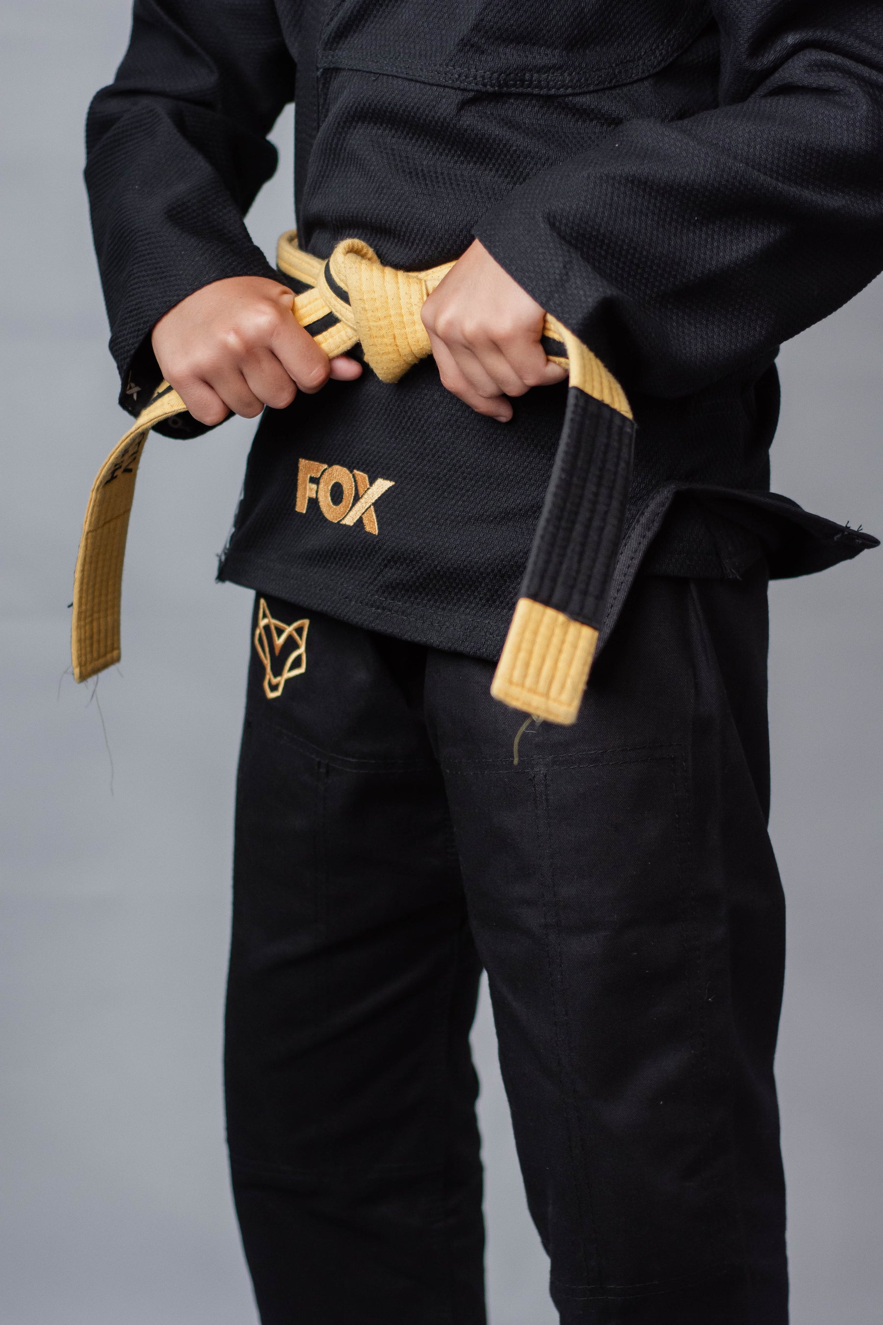 Kimono Infantil Masculino Jiu-Jitsu FOX FW Preto com Dourado