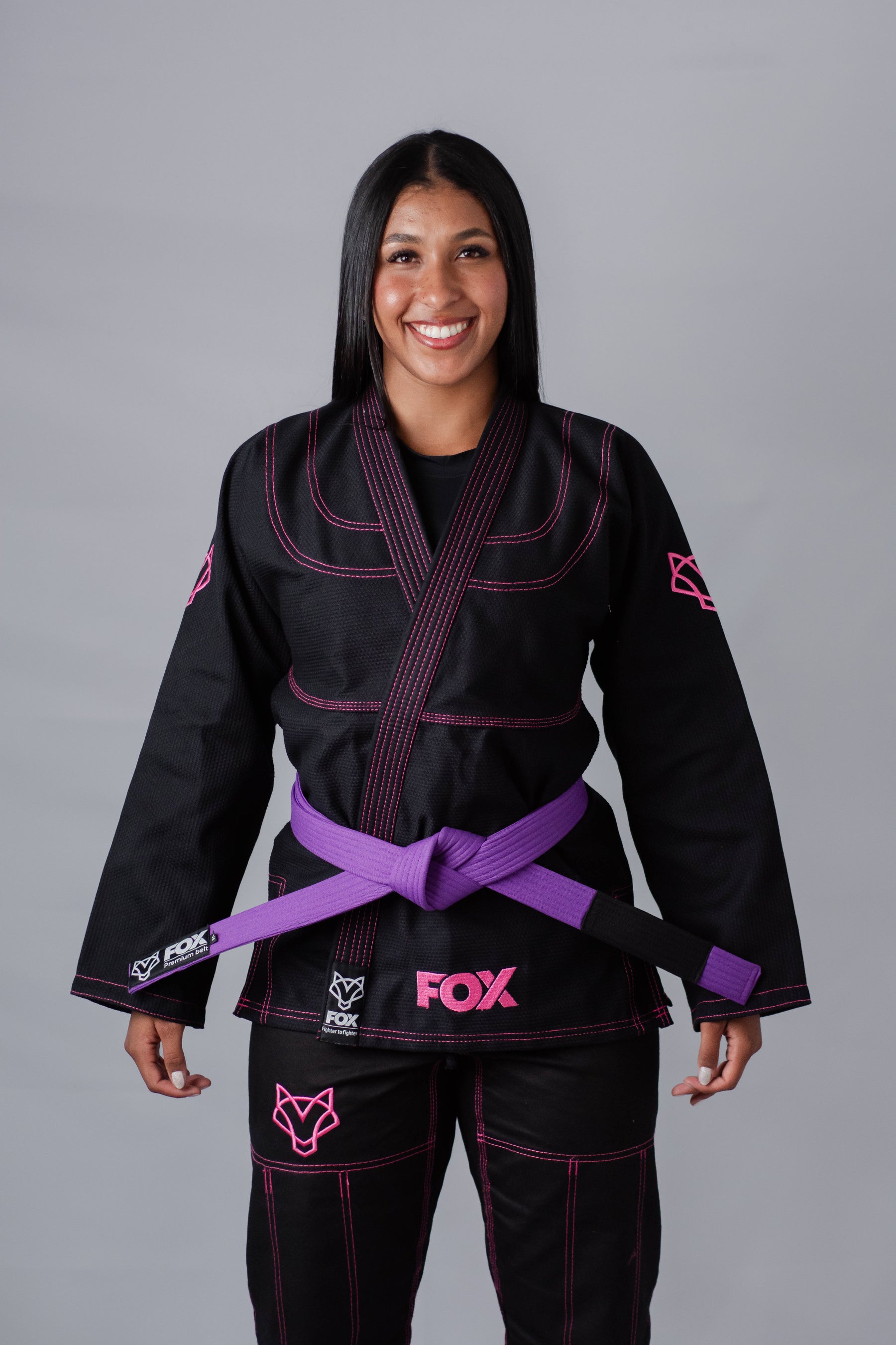 Kimono Sakura Classic Fox - Preto com Rosa