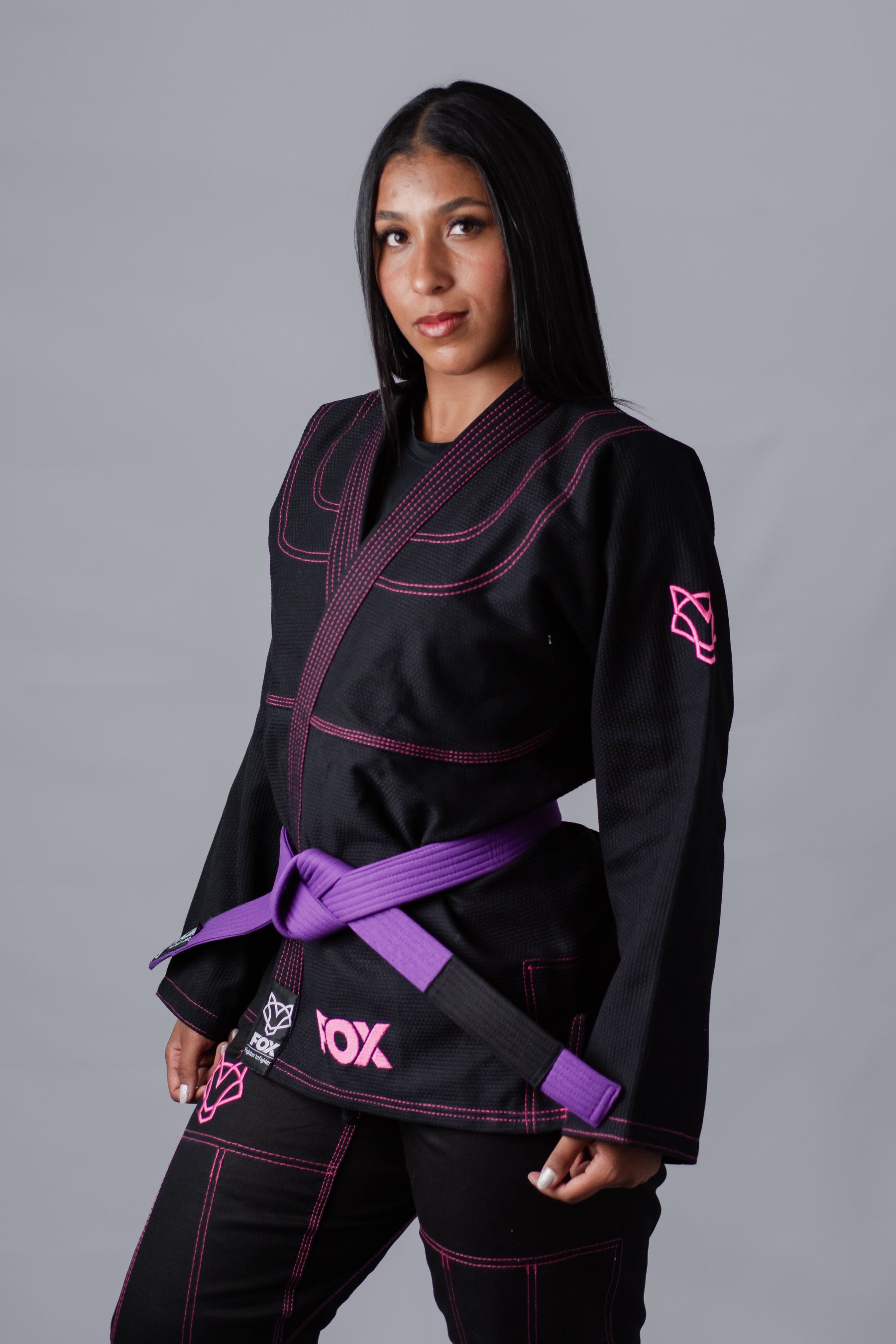 Kimono Sakura Classic Fox - Preto com Rosa