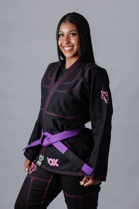 Kimono Sakura Classic Fox - Preto com Rosa
