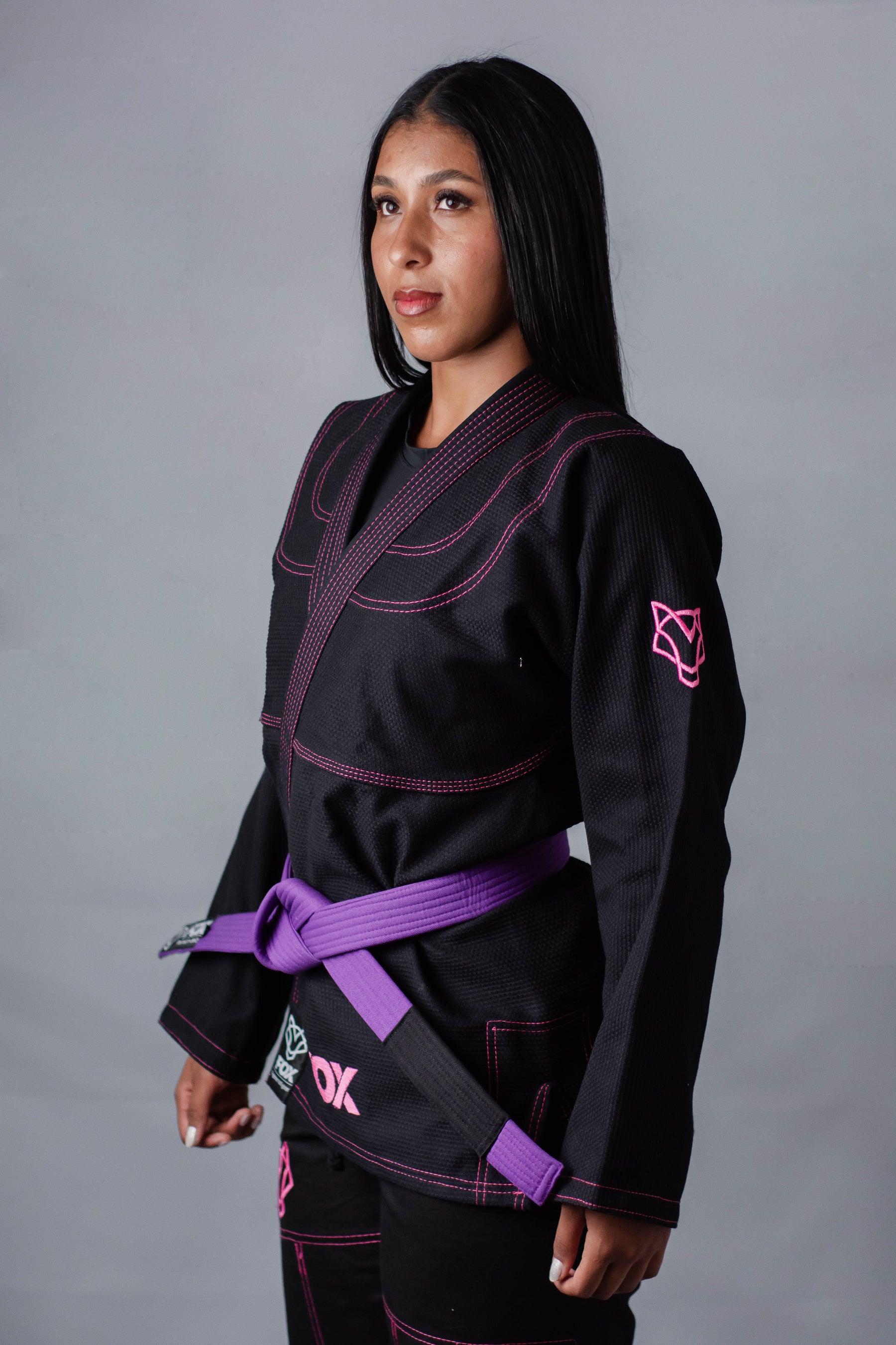 Kimono Sakura Classic Fox - Preto com Rosa