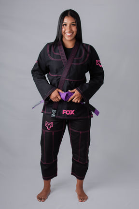 Kimono Sakura Classic Fox - Preto com Rosa