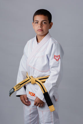 Kimono Masculino Kids Fox™ - Branco com Laranja