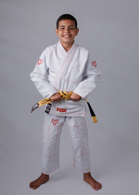 Kimono Masculino Kids Fox™ - Branco com Laranja