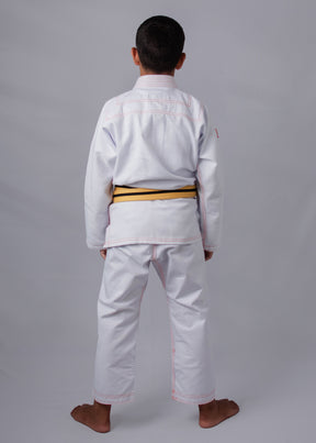 Kimono Masculino Kids Fox™ - Branco com Laranja