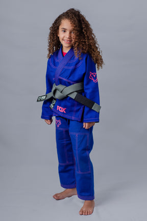 Kimono Feminino Kids Fox™ - Azul com Rosa