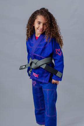 Kimono Feminino Kids Fox™ - Azul com Rosa