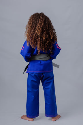 Kimono Feminino Kids Fox™ - Azul com Rosa