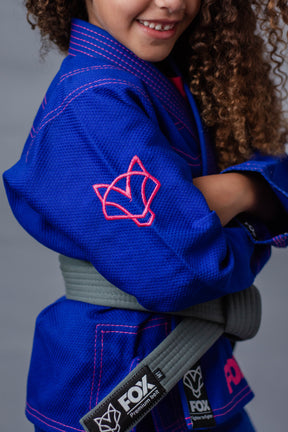 Kimono Feminino Kids Fox™ - Azul com Rosa
