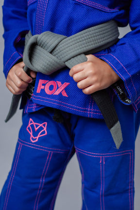 Kimono Feminino Kids Fox™ - Azul com Rosa