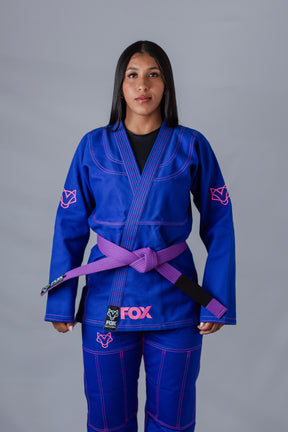 Kimono Sakura Fox - Azul com Rosa