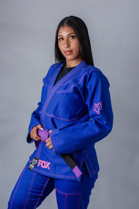 Kimono Sakura Fox - Azul com Rosa