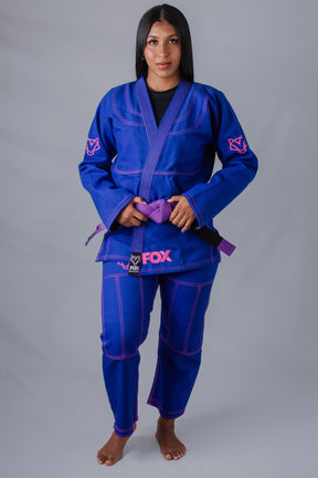 Kimono Sakura Fox - Azul com Rosa