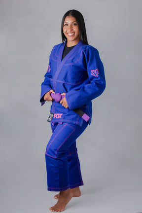 Kimono Sakura Fox - Azul com Rosa