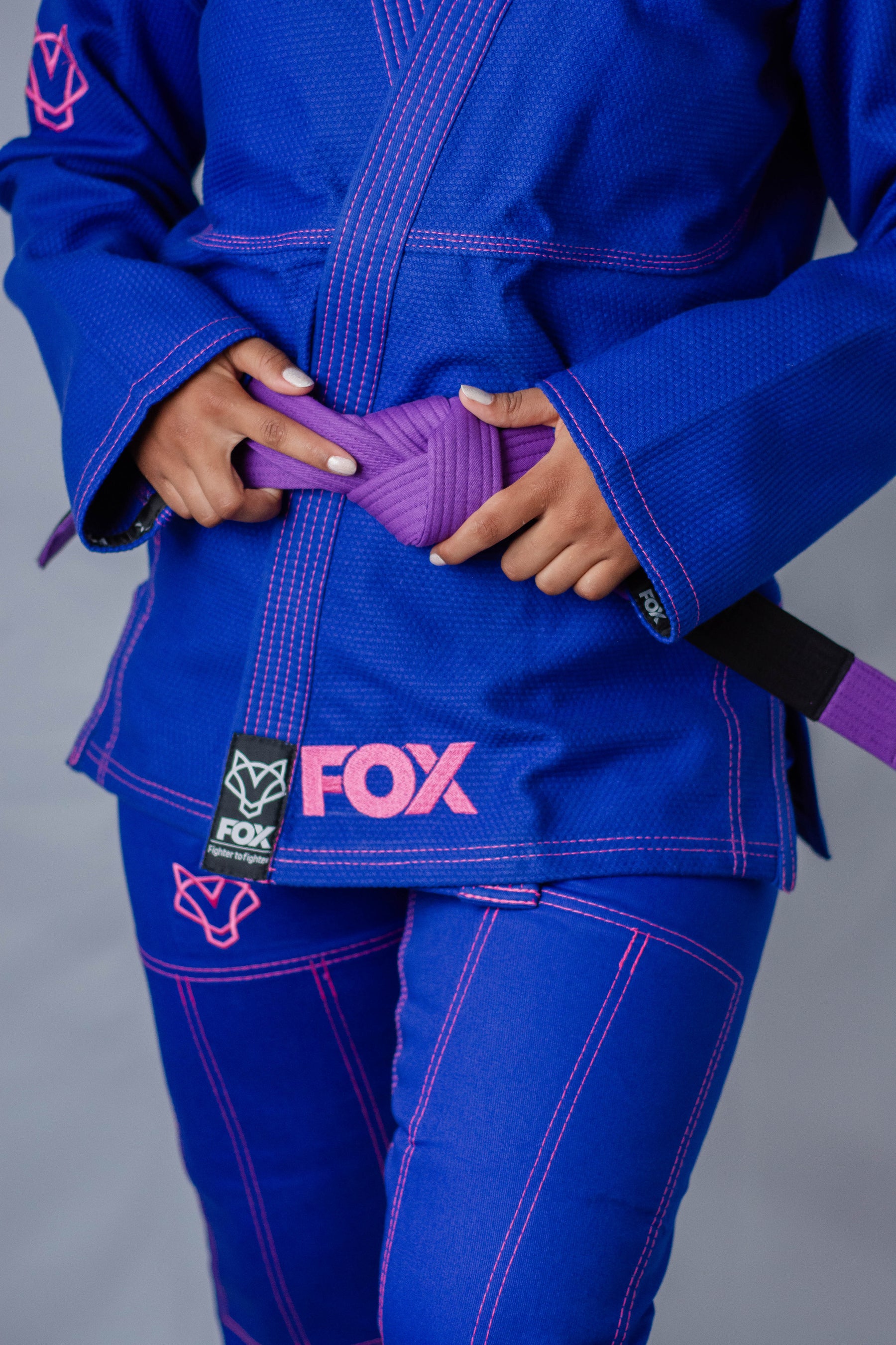 Kimono Sakura Fox - Azul com Rosa