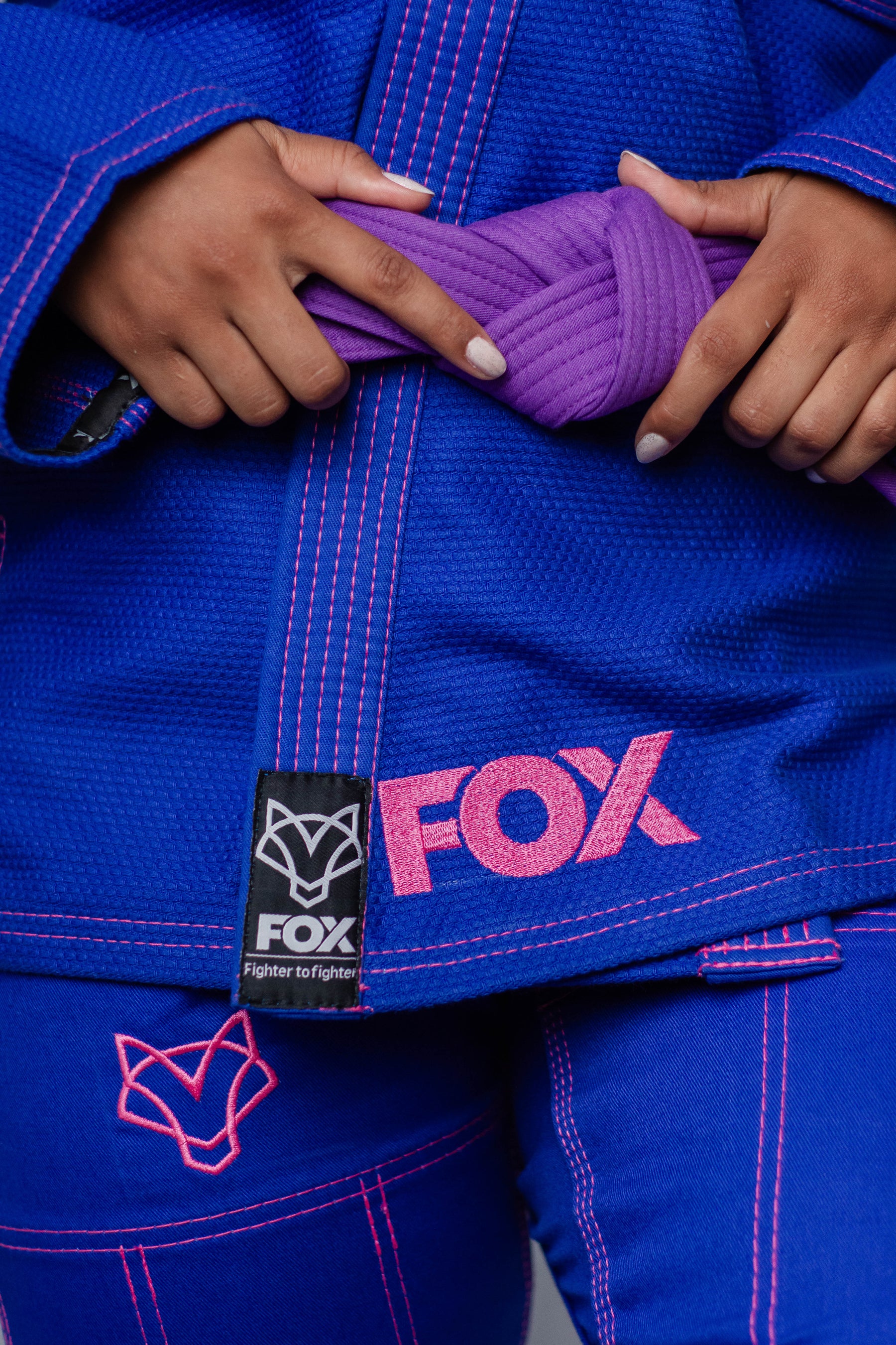 Kimono Sakura Fox - Azul com Rosa