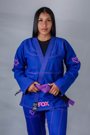 Kimono Sakura Fox - Azul com Rosa