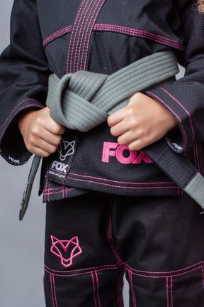 Kimono Feminino Kids Fox™ - Preto com Rosa