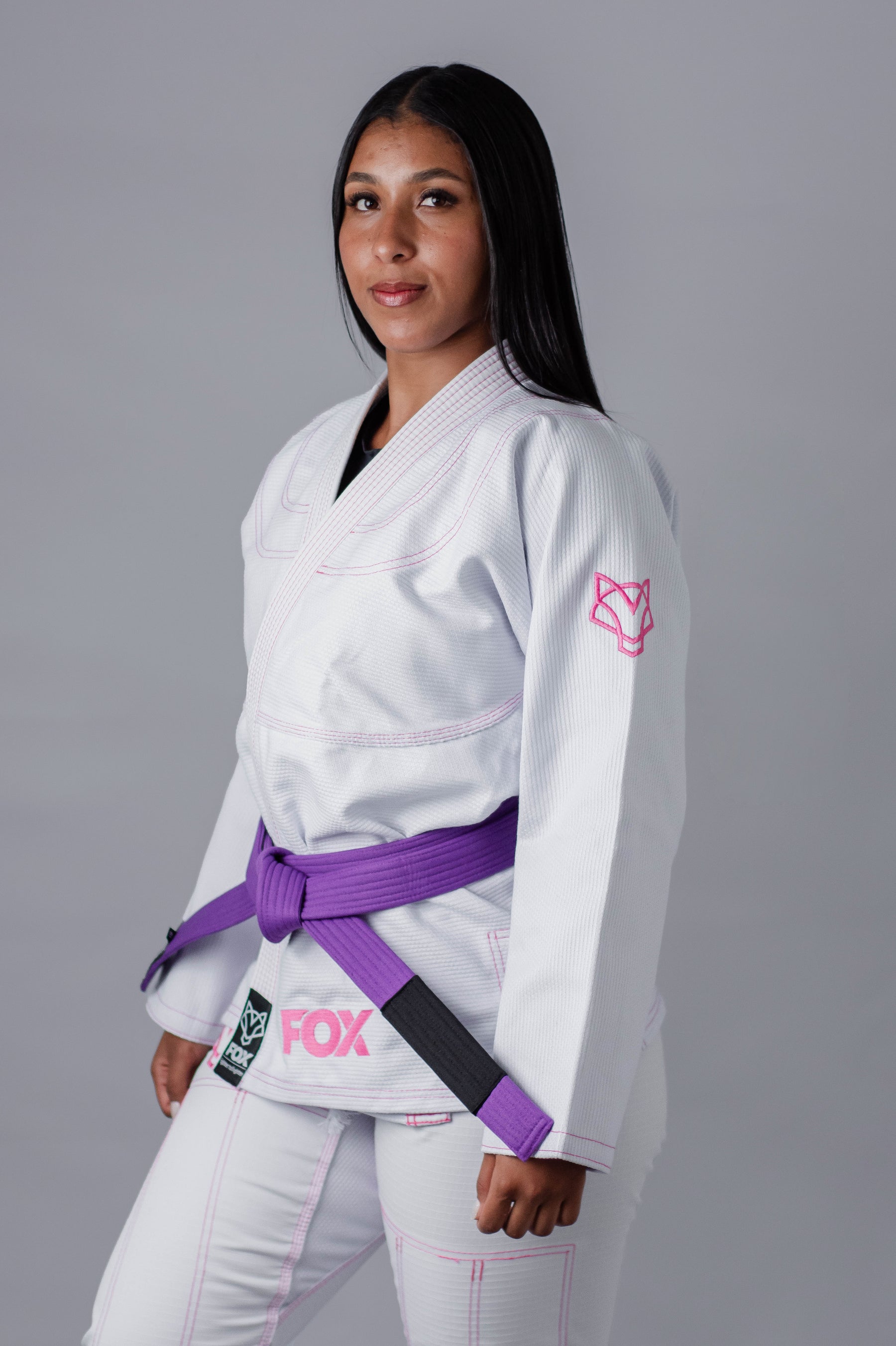 Kimono Sakura Fox - Branco com Rosa