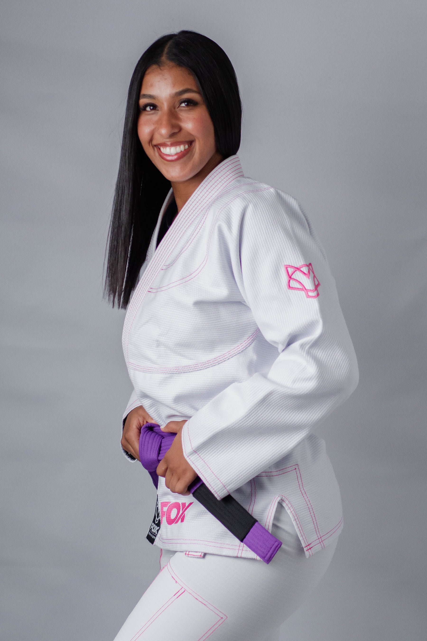 Kimono Sakura Fox - Branco com Rosa