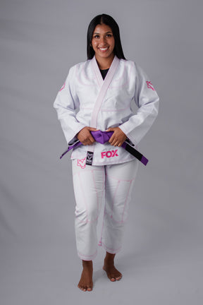 Kimono Sakura Fox - Branco com Rosa