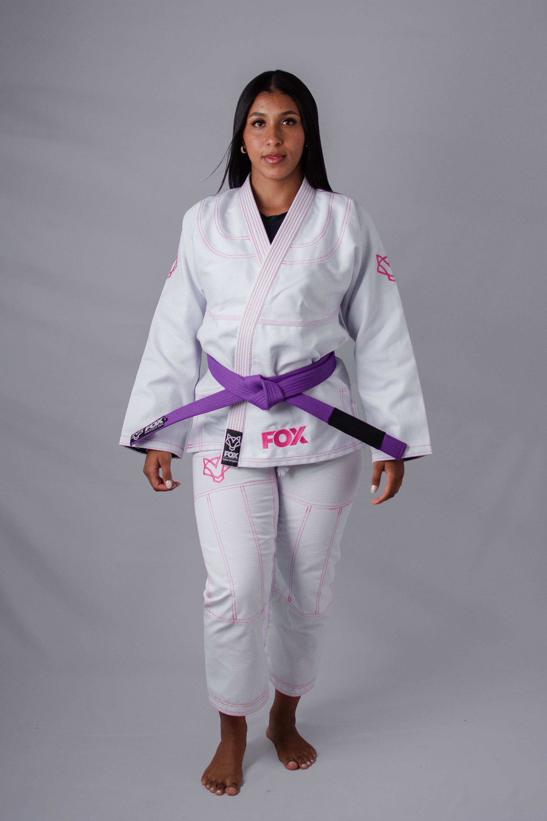 Kimono Sakura Fox - Branco com Rosa