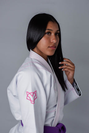 Kimono Sakura Fox - Branco com Rosa