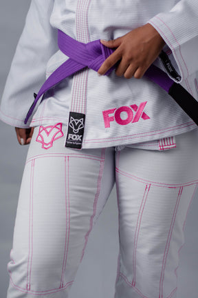 Kimono Sakura Fox - Branco com Rosa