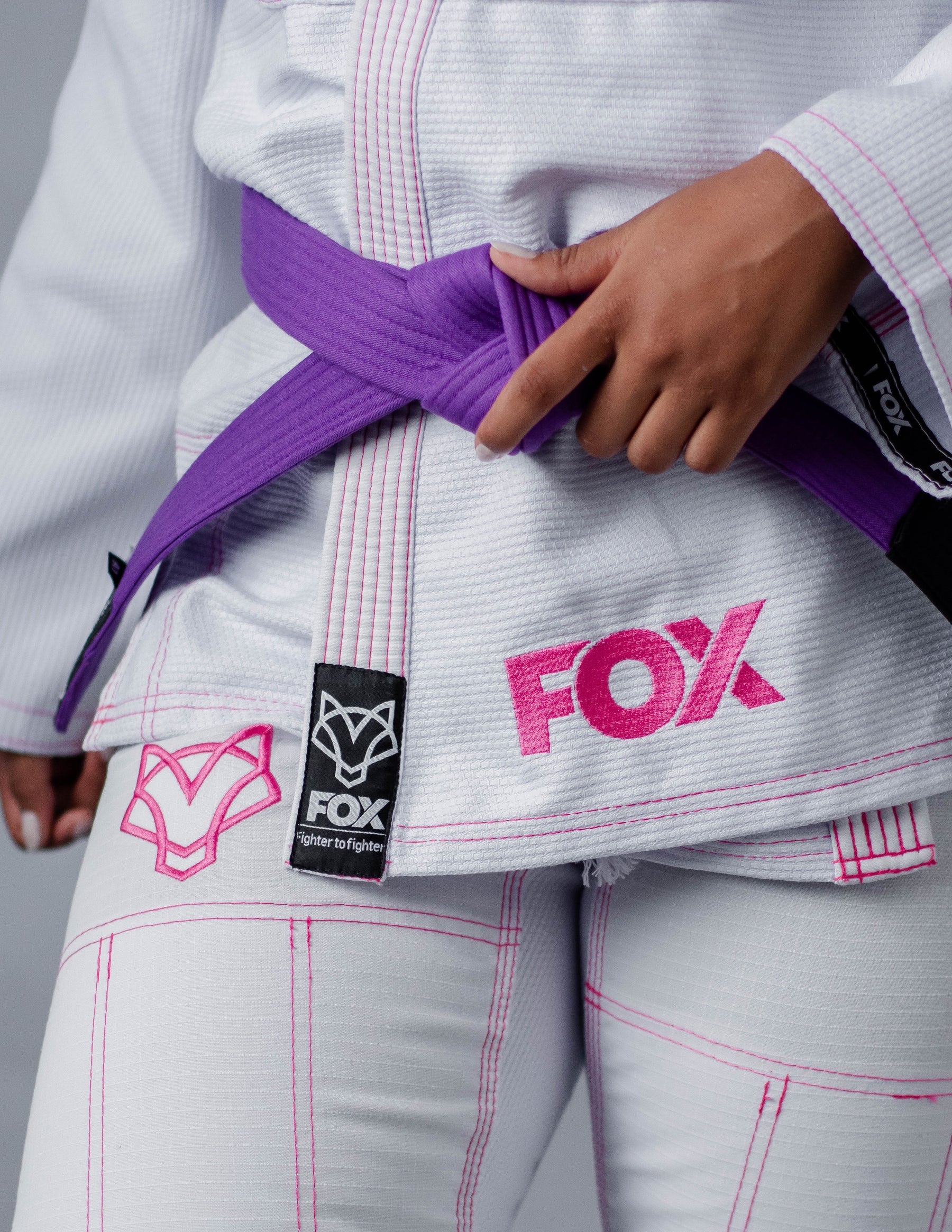 Kimono Sakura Fox - Branco com Rosa