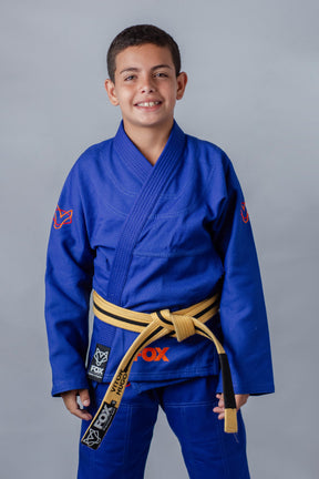 Kimono Masculino Kids Fox™ - Azul com logo Laranja