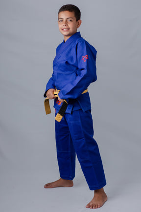 Kimono Masculino Kids Fox™ - Azul com logo Laranja