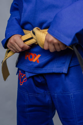Kimono Masculino Kids Fox™ - Azul com logo Laranja