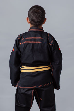 Kimono Masculino Kids Fox™ - Preto com Laranja