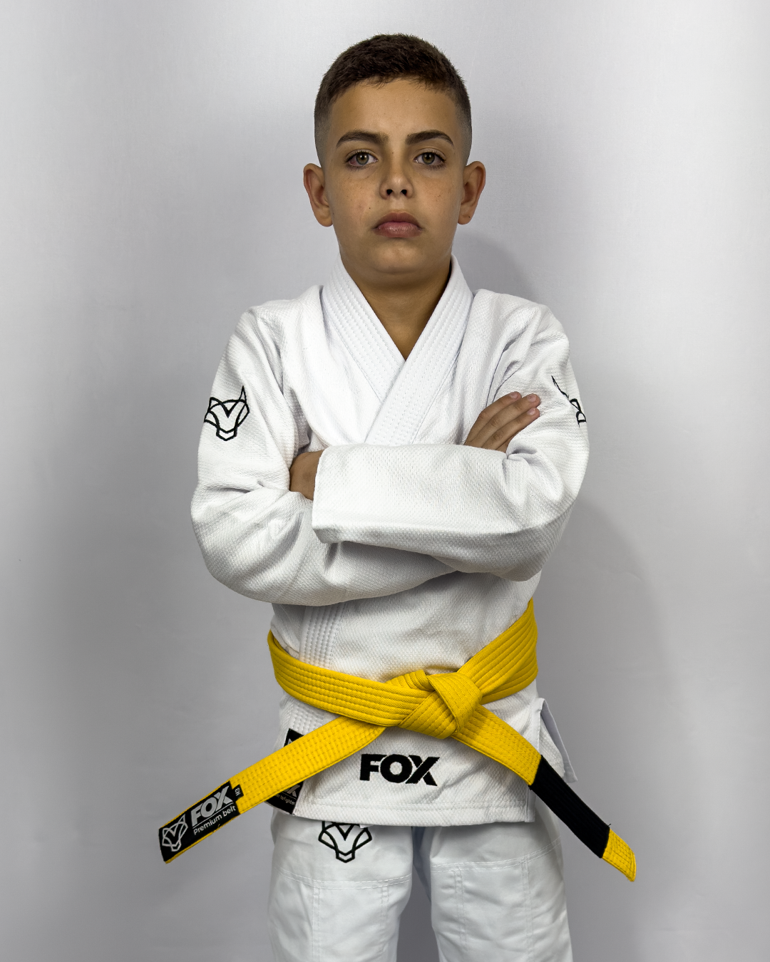 Kimono Masculino Kids Fox™ - Branco com Preto