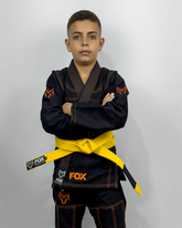 Kimono Masculino Kids Fox™ - Preto com Laranja