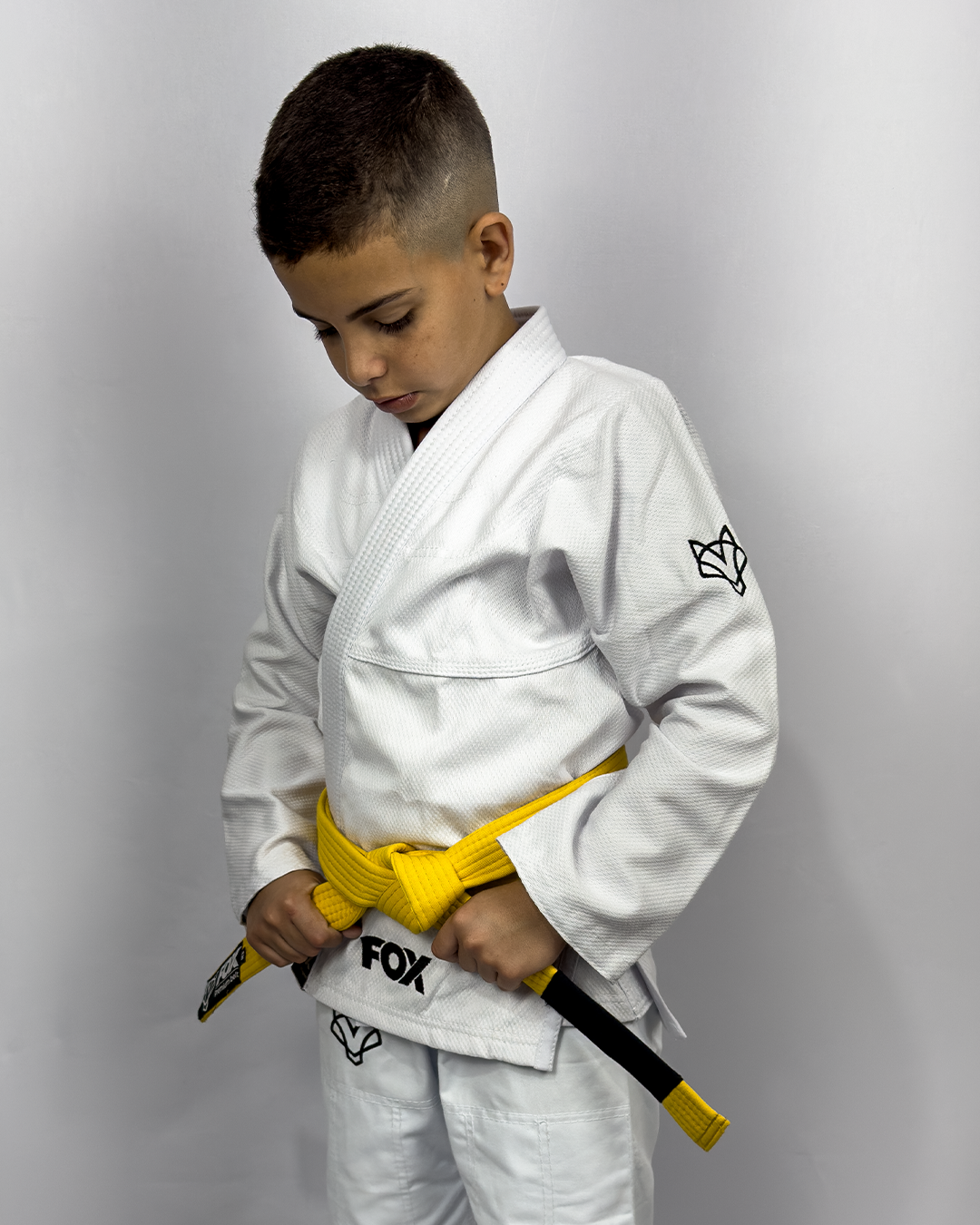 Kimono Masculino Kids Fox™ - Branco com Preto