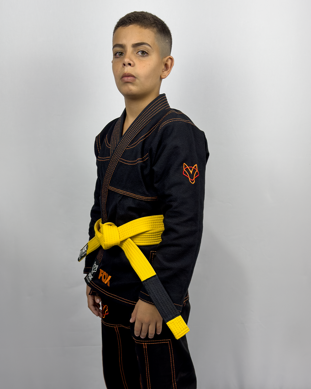 Kimono Masculino Kids Fox™ - Preto com Laranja