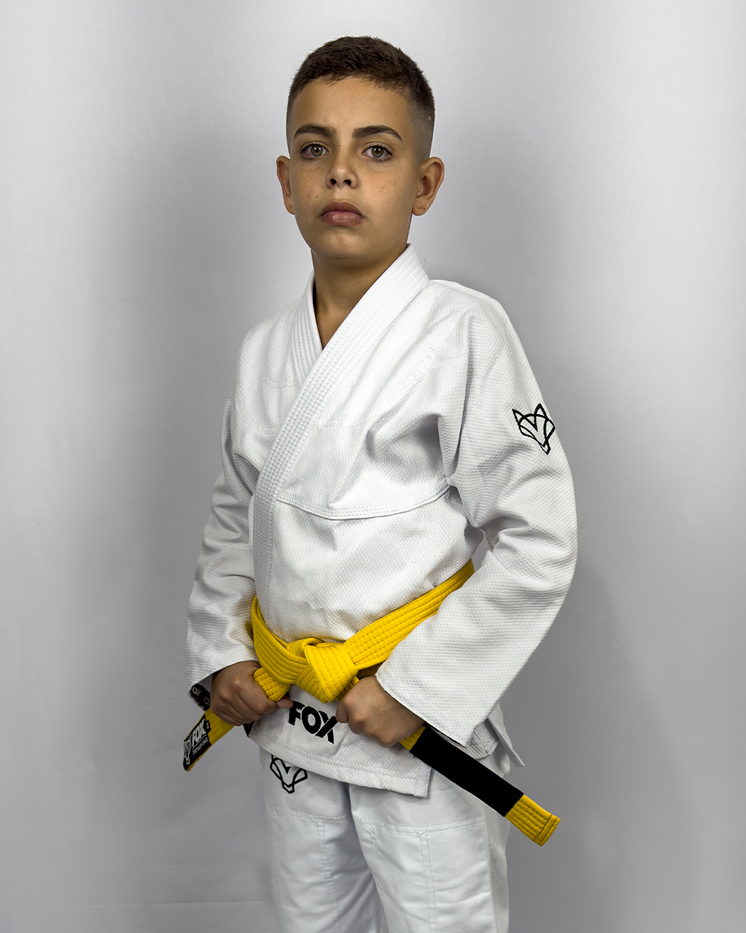 Kimono Masculino Kids Fox™ - Branco com Preto