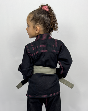 Kimono Feminino Kids Fox™ - Preto com Rosa