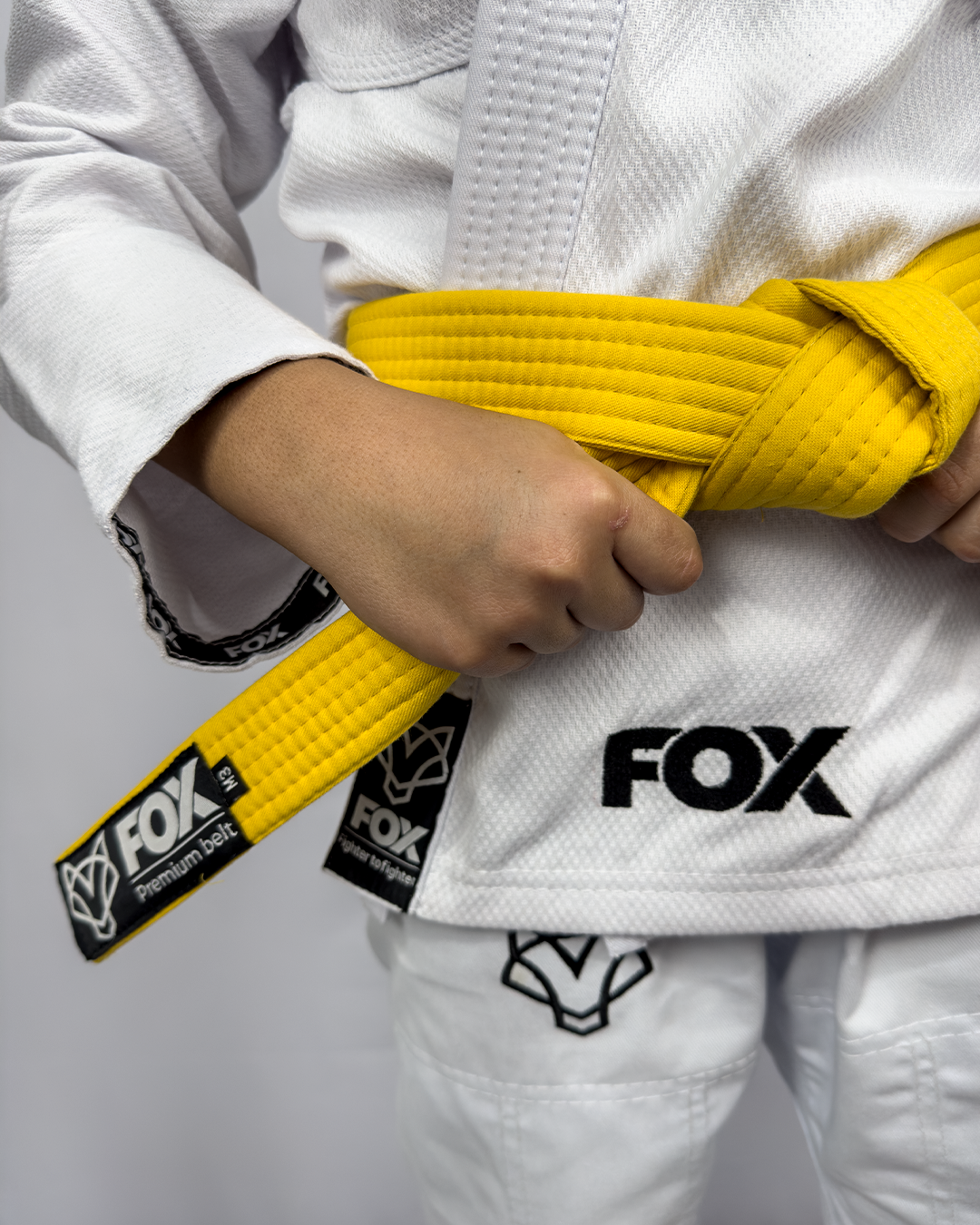 Kimono Masculino Kids Fox™ - Branco com Preto