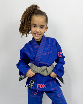 Kimono Feminino Kids Fox™ - Azul com Rosa