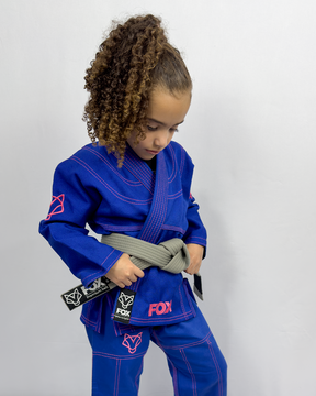 Kimono Feminino Kids Fox™ - Azul com Rosa