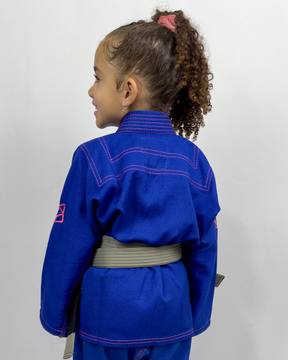 Kimono Feminino Kids Fox™ - Azul com Rosa