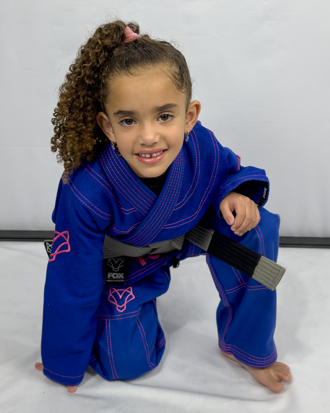 Kimono Feminino Kids Fox™ - Azul com Rosa